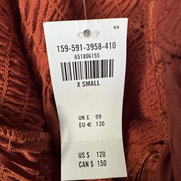 Abercrombie & Fitch Dress Smocked Linen Blend Scrunchy Strap Midi XS Fall NWT - Picture 7 of 9